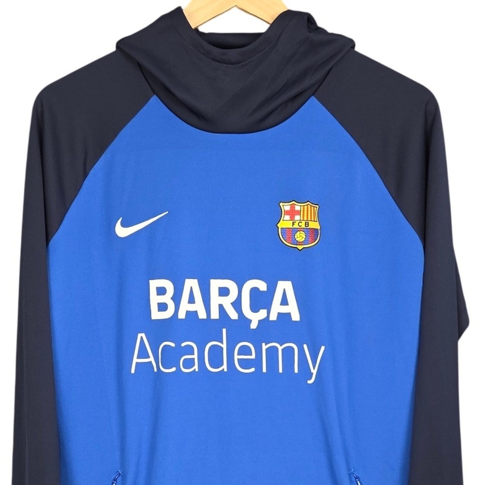 Nike FC Barcelona Barca Academy Hoodie Men Medium Blue Dri-FIT Training Soccer